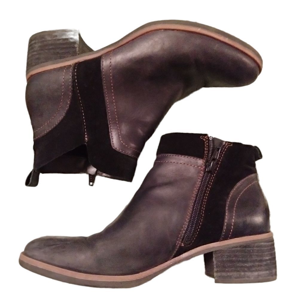 Korks Leather and Suede Ankle Boots Size 8M Black
